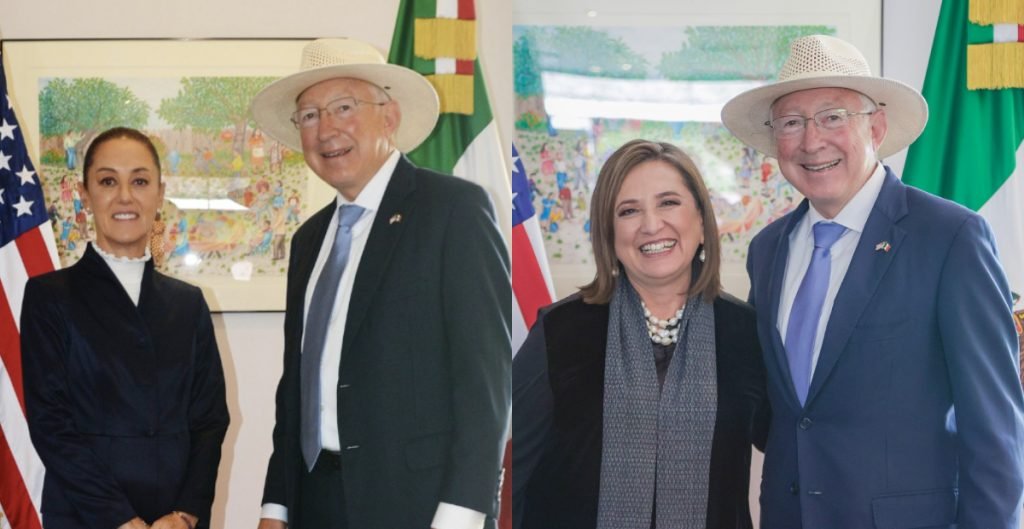 El embajador Ken Salazar sostuvo encuentros con las precandidatas presidenciales Xóchitl Gálvez y Claudia Sheinbaum