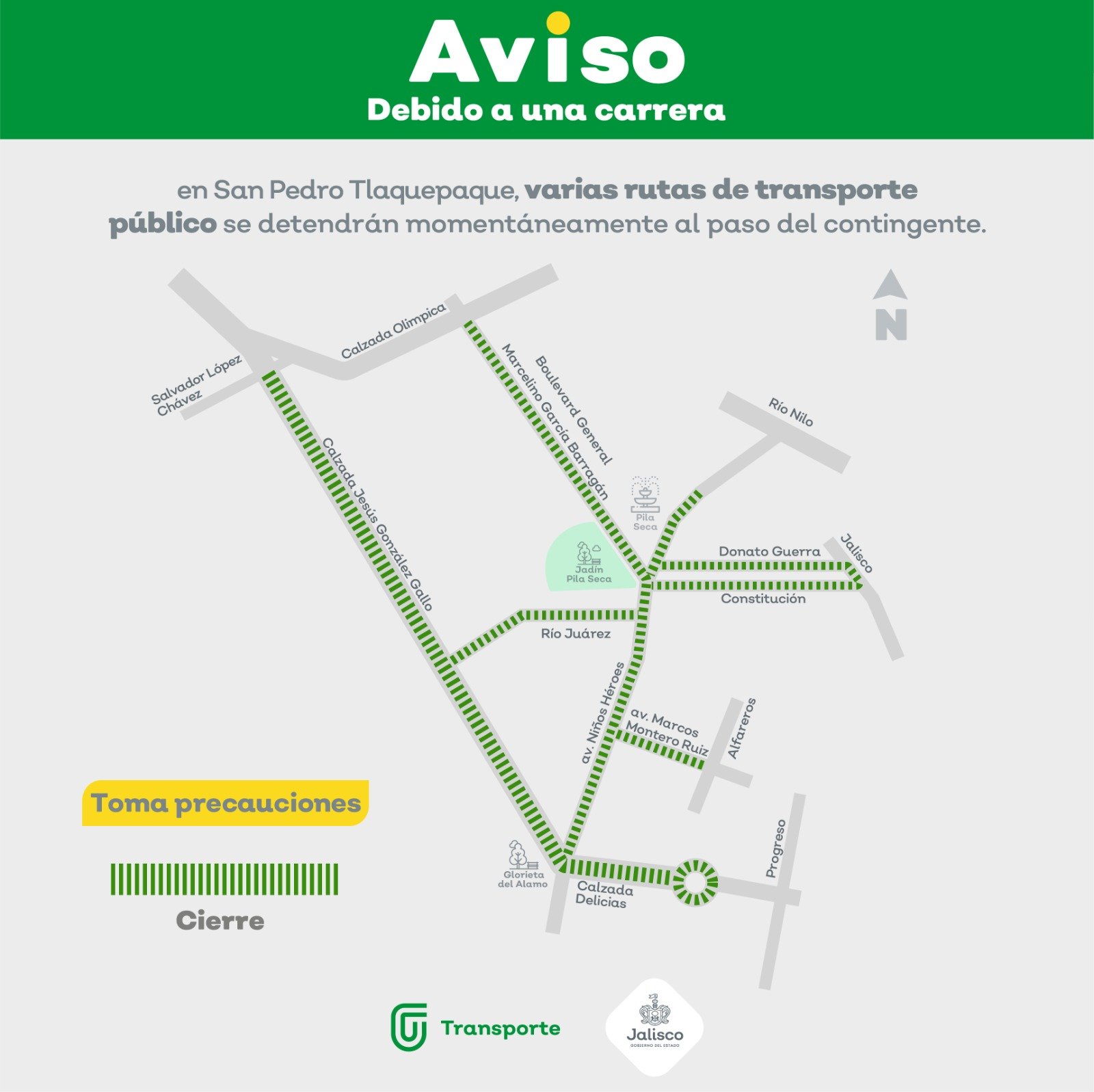 Por carrera en Tlaquepaque el domingo, algunas rutas del transporte detendrán su recorrido